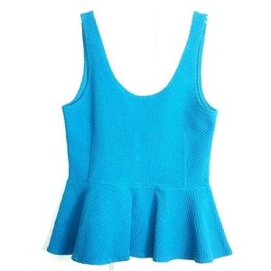Ganni Tops - Ganni Peplum Top Size Medium Blue Ponte Tank Top Ganni Tops - Ganni Peplum Top Size Medium Blue Ponte Tank Top
